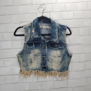 Dollhouse cute jean fringe vest